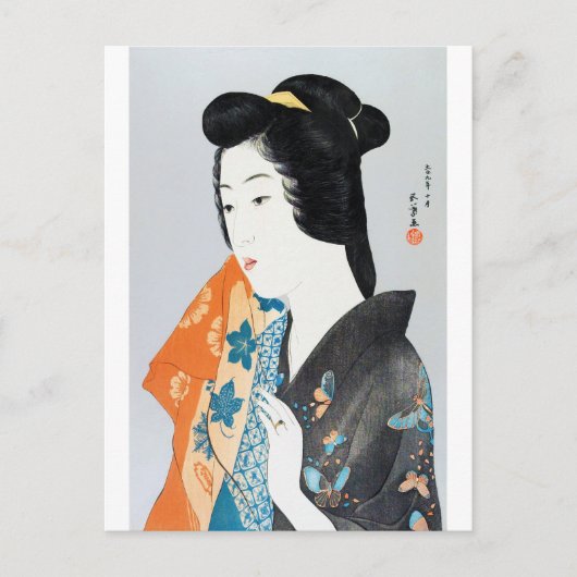 Butterfly patterned Kimono, Goyō Hashiguchi Briefkaart (Voorkant)