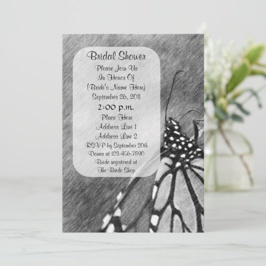 Butterfly Pencil Art Vrijgezellenfeest uitnodigen Kaart (Staand voorkant)