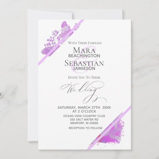 *~* Butterfly Peony Floral QR RSVP AR3 Wedding Kaart (Voorkant)