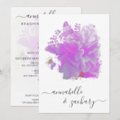 *~* Butterfly Peony Floral RSVP - QR AR3 Wedding Kaart (Voorkant / Achterkant)