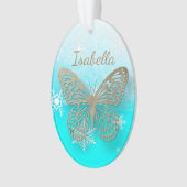 Butterfly Personal Message Kerstmis Ornament (voorkant)