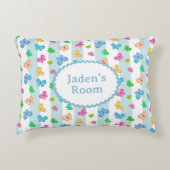 Butterfly Personalized Blue Stripe Accent Kussen (Voorkant)