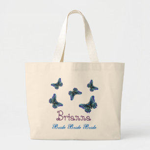 Butterfly Persoonlijke naam Bride Grote Tote Bag