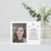 Butterfly Photo Funeral Bedankt Opmerking Kaart (Staand voorkant)