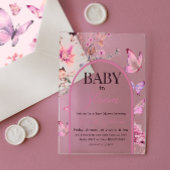 Butterfly Pink Baby in Bloom Girl Baby shower Acryl Uitnodigingen