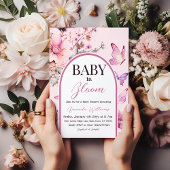 Butterfly Pink Baby in Bloom Girl Baby shower Kaart