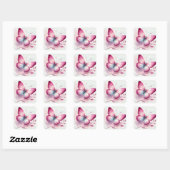 Butterfly Pink Botanical Watercolor Vierkante Sticker (Vel)