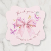 Butterfly Pink Bow Baby Shower  Bedankjes Labels (Achterkant)