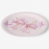 Butterfly Pink Bow Baby Shower  Papieren Bordje (Gekanteld)
