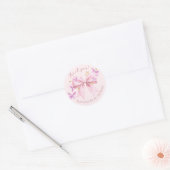 Butterfly Pink Bow Baby Shower  Ronde Sticker (Envelop)