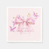 Butterfly Pink Bow Baby Shower  Servet (Voorkant)