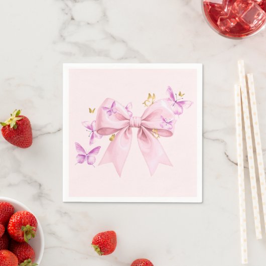 Butterfly Pink Bow Baby Shower  Servet (Insitu)