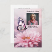 Butterfly Pink Daisy Flower Funeral PROGRAM Foto Bedankkaart (Voorkant / Achterkant)