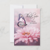 Butterfly Pink Daisy Flower Sympathy Begrafenis Bedankkaart (Voorkant)