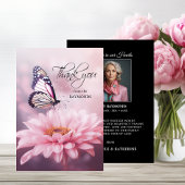 Butterfly Pink Daisy Flower Sympathy Begrafenis Bedankkaart