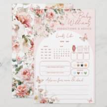 Butterfly Pink Floral Baby Voorspellingsspel