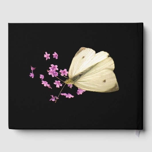 Butterfly Pink Flowers Verjaardagsfeestje Gastboek Gastenboek (Achterkant)