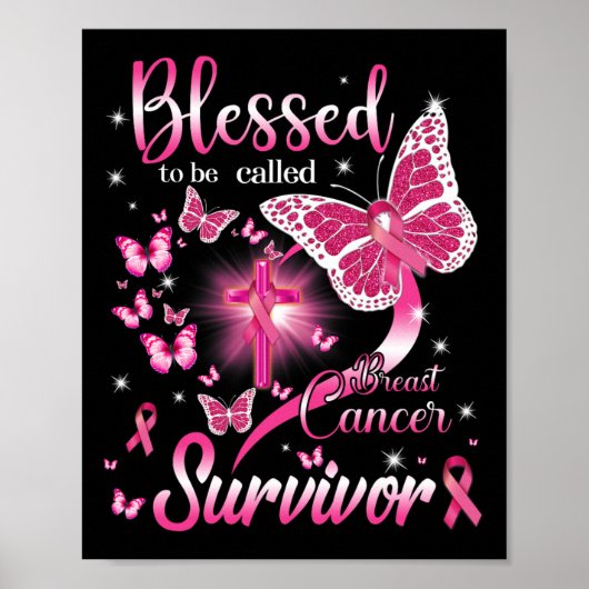 Butterfly Pink gezegend om borstkanker genoemd te  Poster (Voorkant)