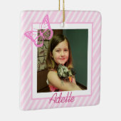  Butterfly Pink Girl's Foto Kerstmis Keramisch Ornament (Rechts)