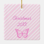  Butterfly Pink Girl's Foto Kerstmis Keramisch Ornament (Achterkant)