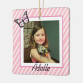  Butterfly Pink Girl's Foto Kerstmis Keramisch Ornament (Links)