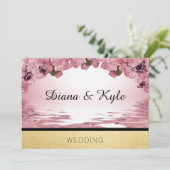 Butterfly Pink Gold WeddenSjabloon Uitnodiging (Staand voorkant)
