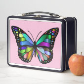 BUTTERFLY PINK METAL RETRO LUNCHBOXEN (In situ)
