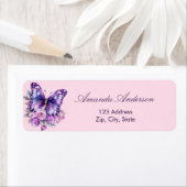 Butterfly pink paarse retouradres etiket (Insitu)