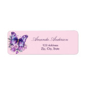 Butterfly pink paarse retouradres etiket (Voorkant)