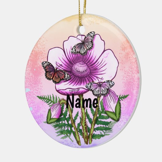 Butterfly Pink Poppy Keramisch Ornament (Links)