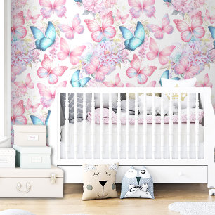Butterfly Pink Purple Girl Kids Colorful Behang