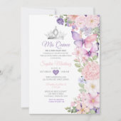 Butterfly Pink Purple Quinceanera Birthday  Kaart (Voorkant)