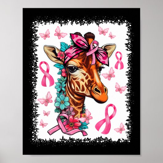 Butterfly Pink Ribbon Floral Borstkanker Awarene Poster (Voorkant)