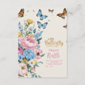 Butterfly Pink Rose Garden Girl Diapper Raffle Informatiekaartje (Voorkant)