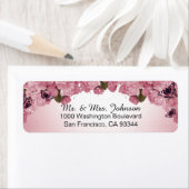 Butterfly Pink Roses Bruiloft Retouradres Etiket (Insitu)