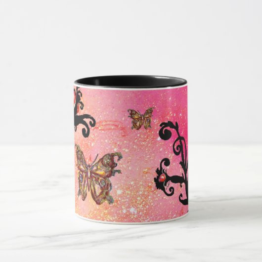 BUTTERFLY PINK SPARKLES, ZWARTE MONOGRAM; MOK (Midden)