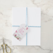 Butterfly Pink White Floral Baby shower Cadeaulabel (Met Touw)