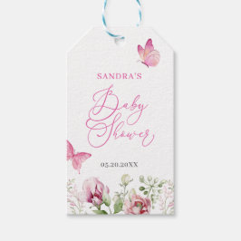 Butterfly Pink White Floral Baby shower Cadeaulabel