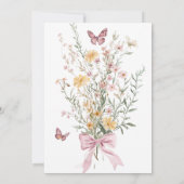 Butterfly Pink Wildflower Bloemen Meisje Baby show Kaart (Achterkant)