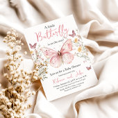 Butterfly Pink Wildflower Bloemen Meisje Baby show Kaart