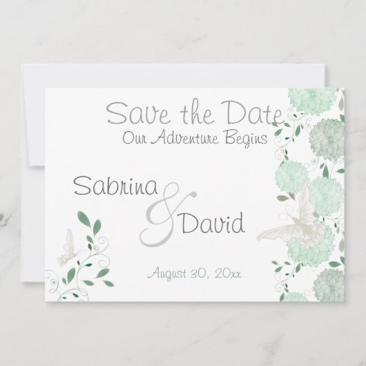 Butterfly Pistachio Chrysanthemum Save the Date (Voorkant)