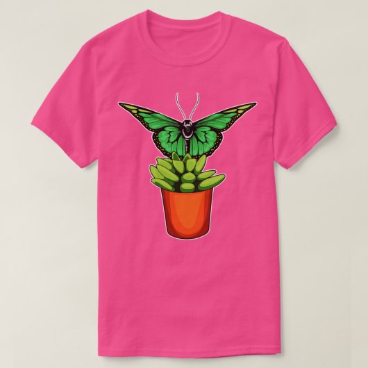Butterfly Plant Pot Flower T-shirt (Design voorkant)