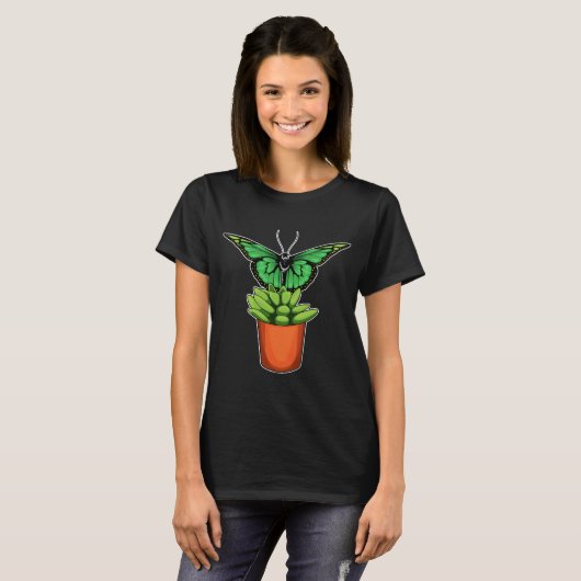 Butterfly Plant Pot Flower T-shirt (Voorkant volledig)