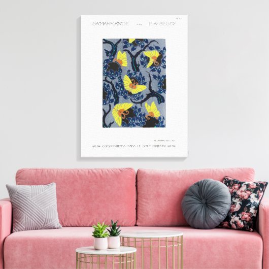 Butterfly Pochoir Pattern in Art Nouveau Canvas Afdruk (Insitu (Woonkamer))