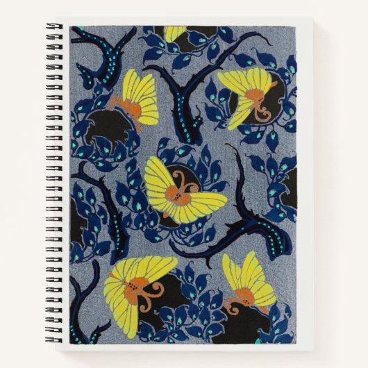 Butterfly Pochoir Pattern in Art Nouveau Notitieboek (Voorkant)