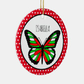 Butterfly Polka Dot Personaliste Kerstmis Keramisch Ornament (Rechts)