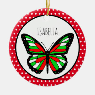 Butterfly Polka Dot Personaliste Kerstmis Keramisch Ornament