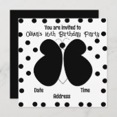 Butterfly Polka Dots Birthday Party Kaart (Voorkant / Achterkant)