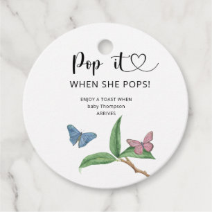 Butterfly - Pop het als ze baby shower pop Bedankjes Labels