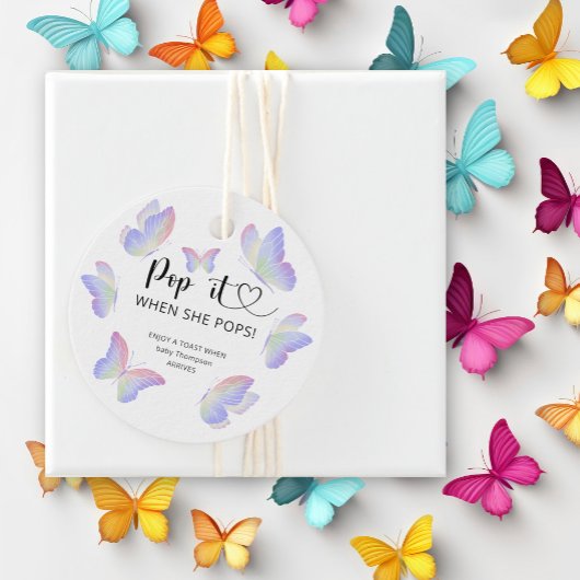 Butterfly - Pop het als ze baby shower pop Bedankjes Labels